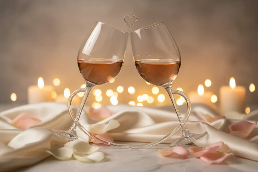 Romantic anniversary gift boxes for couples with wine glasses