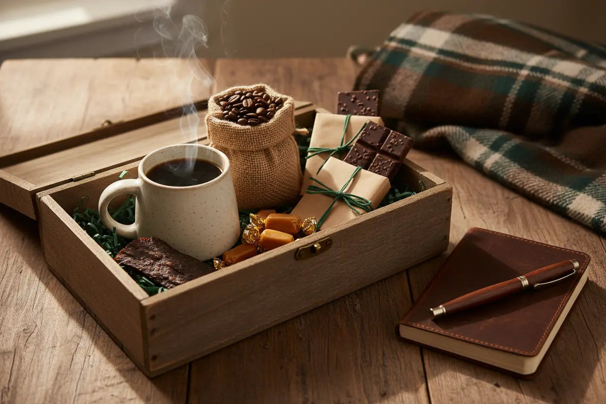 Men's gift hampers with coffee and sweets