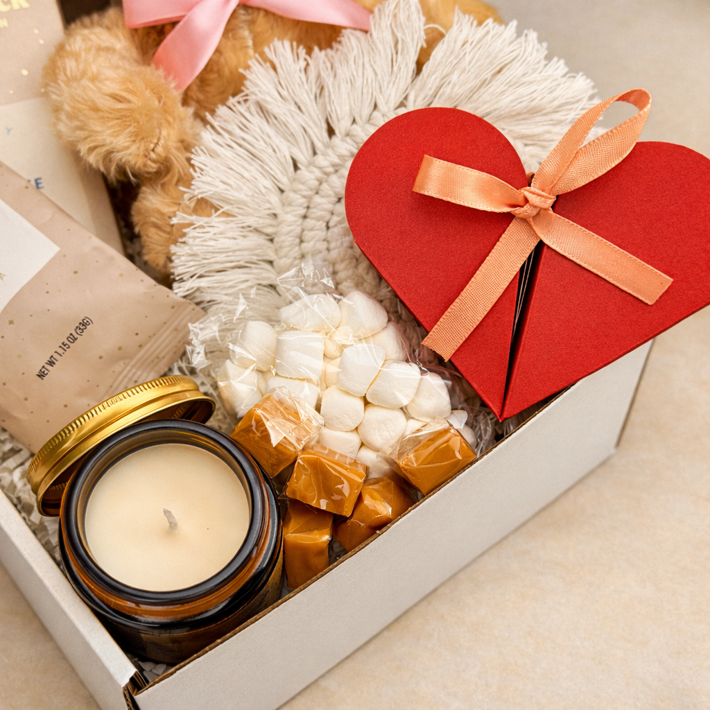 Valentine’s Day Gift for Her Cozy Luxury Relaxation Box Self Care Pampering Birthday Anniversary Present for Women Candle