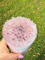 Rainbow Daisies Snow Globe Tumbler 24oz Lid