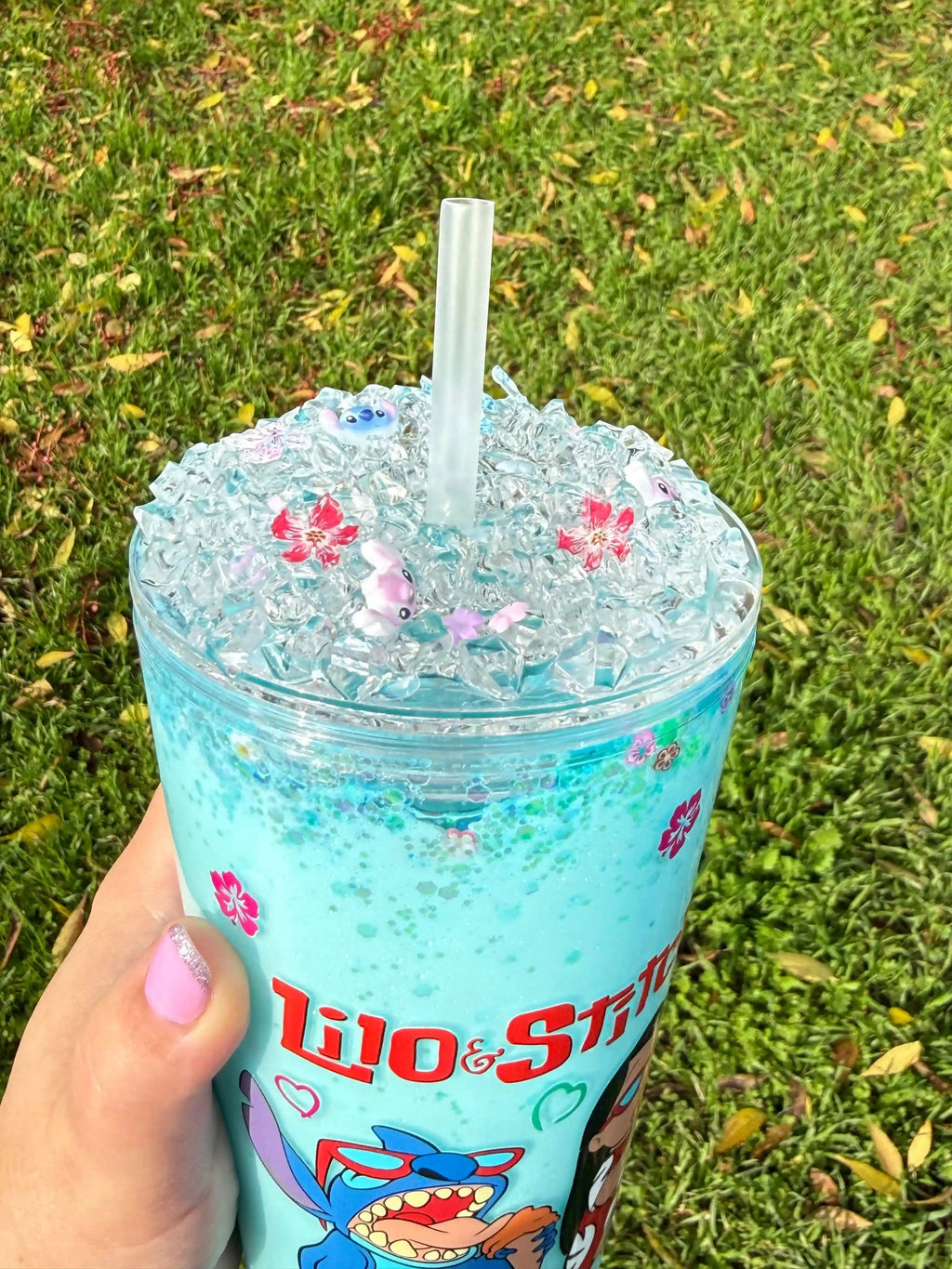 Lilo & Stitch Snow Globe Tumbler 24oz Straw