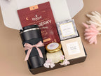 A Hug in a Box – Personalized Tumbler Set, Premium Jerky & Sweet Toffee Pretzels, Earl Grey Tea Pyramids, Hand-Assembled Gift Box 3