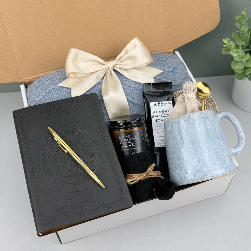 Premium Men’s Gift Box – Handmade Blue Cozy Coffee & Relaxation Set for Him, Perfect Self-Care
