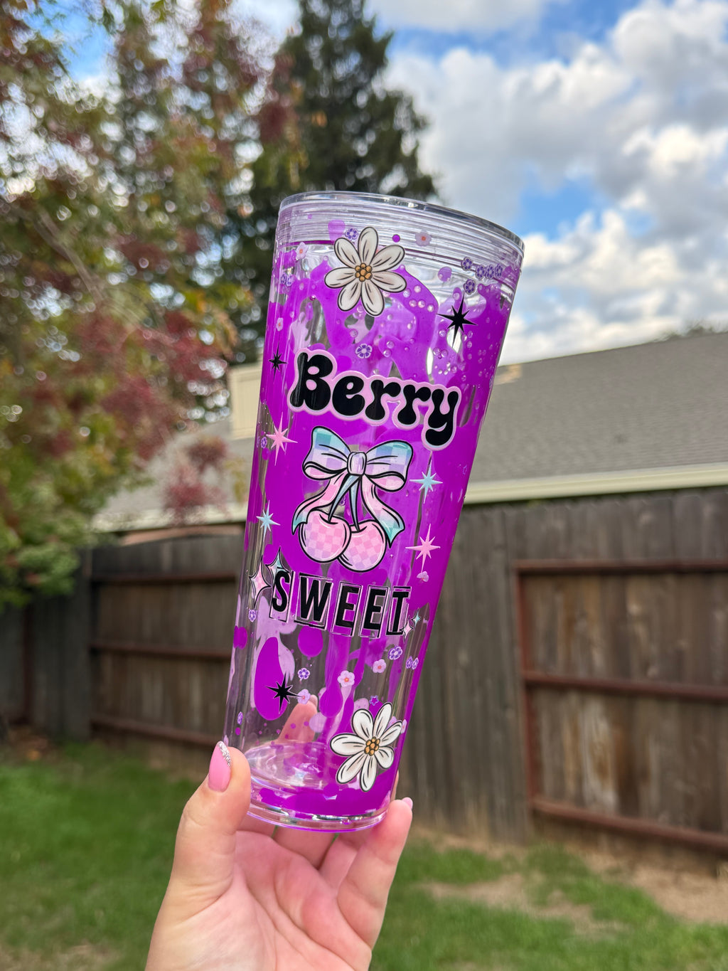 Berry Sweet Lava Drip Snow Globe Cup 24oz Outside