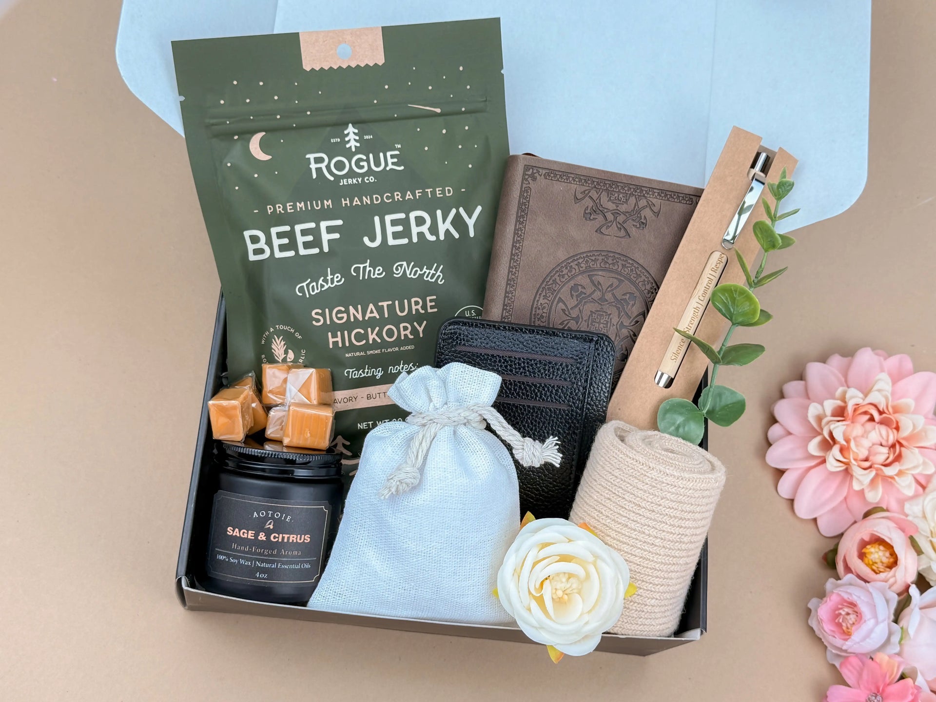 Birthday Gift Box For Him – Men's Gift Set With Leather Notebook, Wood Pen & Cozy Socks 2