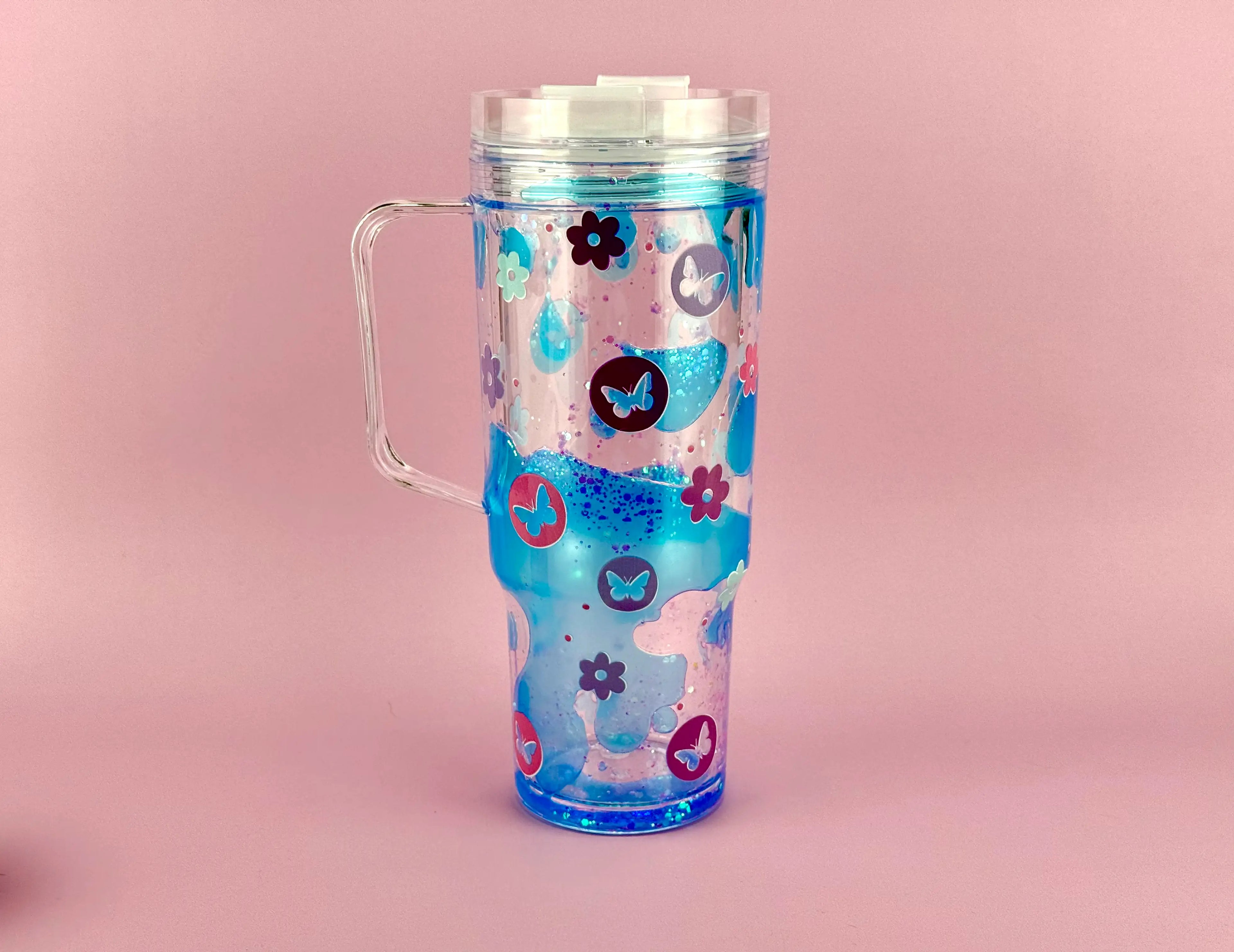 Blue Lava Drip Tumbler with Handle 40oz