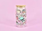 Bookish Flirt Glass Cup with Bamboo Lid & Reusable Straw 16 oz