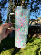 Bows Bottles Gift Snow Globe Cup with Handle 40oz Outside