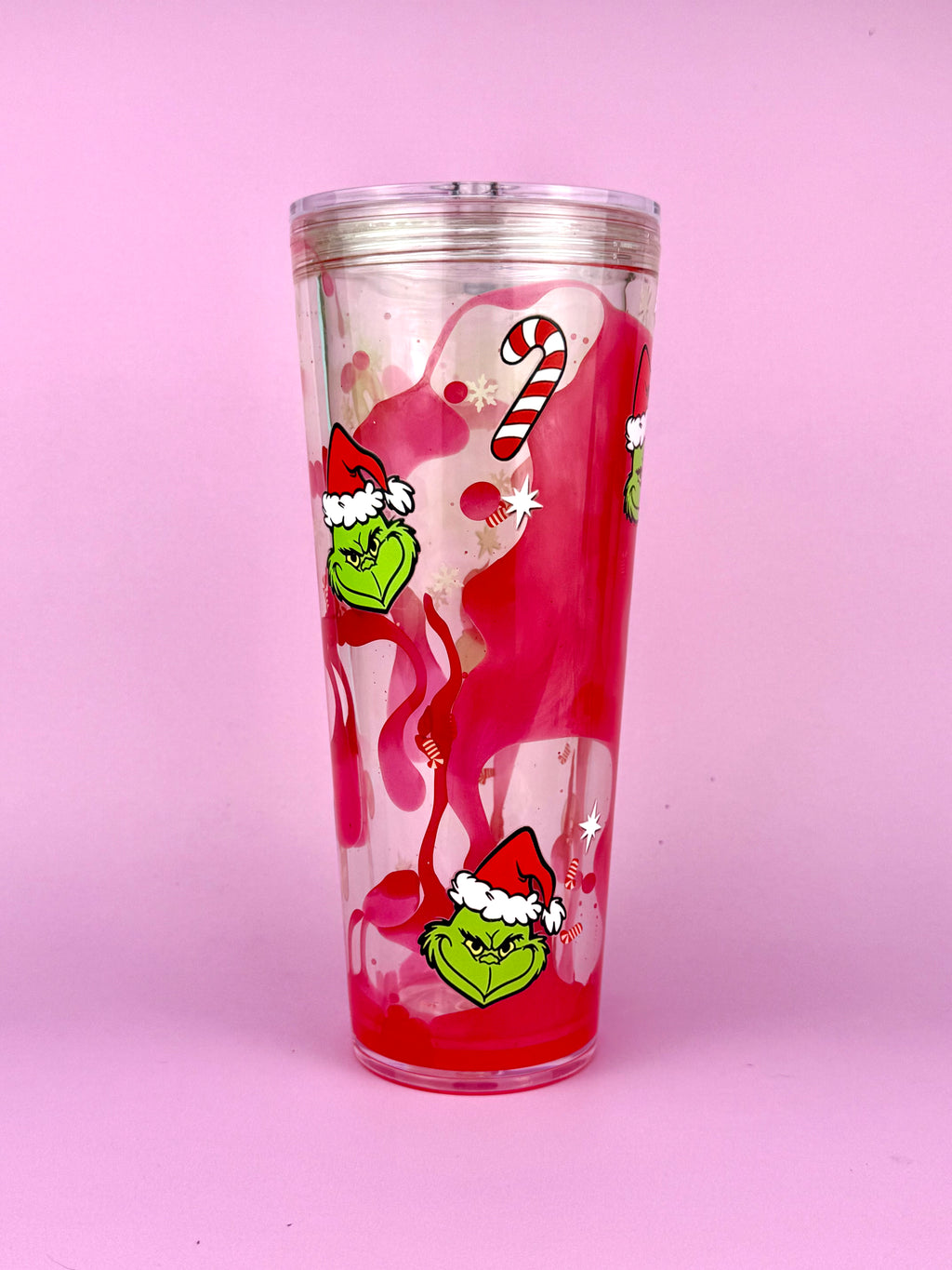 Candy Grinch Lava Drip Snow Globe Cup 24oz Vertical