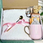 Caramel Glow Gift Box – Cozy Blanket, Mug, Tea & Sweet Comfort Set