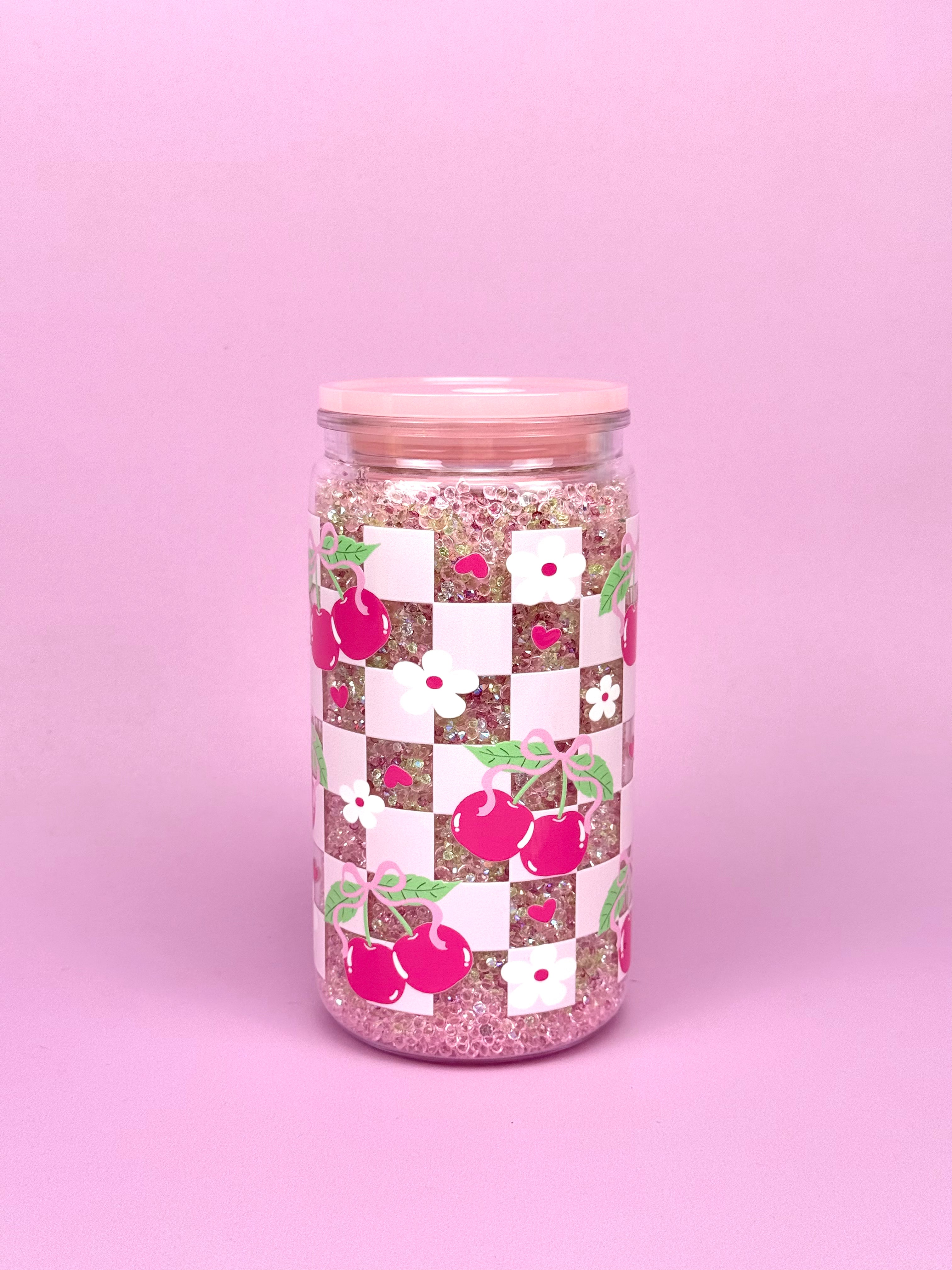 Cherry Sparkle Crystals Tumbler 16 oz vertical