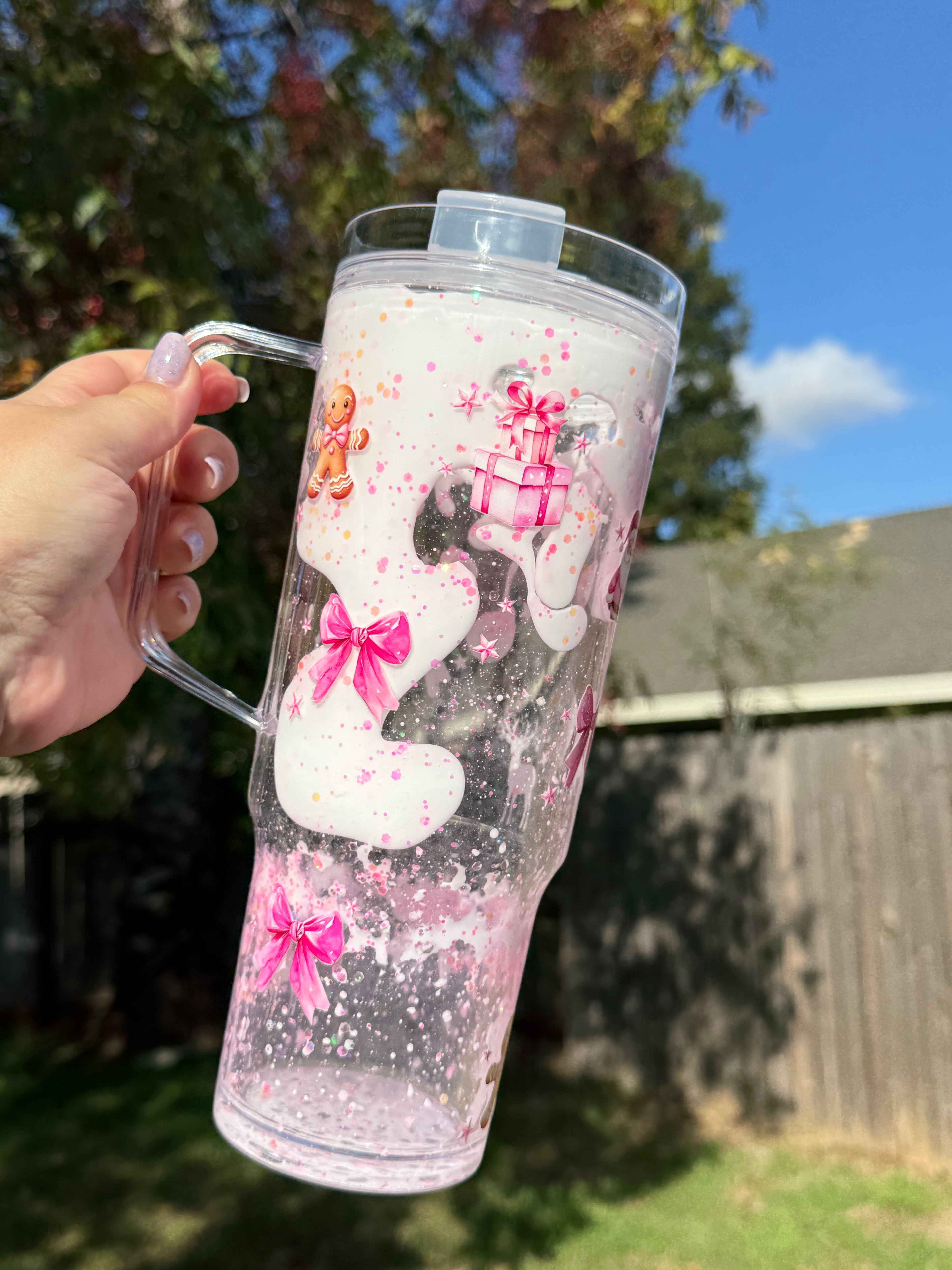 Christmas Drip Tumbler with Handle 40oz