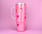 Christmas Gift Snow Globe Cup 40oz – Pink Glitter Tumbler for Holidays