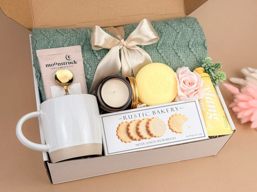 Comfort & Care Gift Box — Blanket, Mug, Chocolate & Self-Care Treats for Her