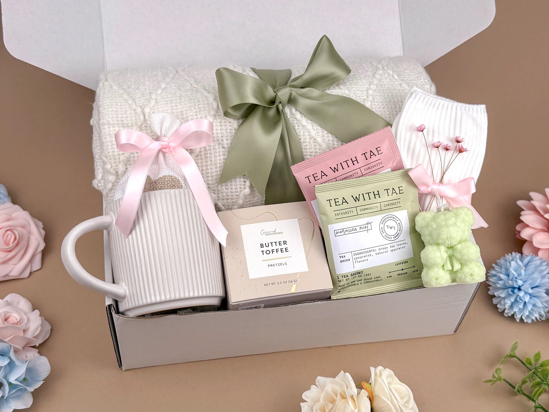 Cozy Gift Basket for Women with Blanket, Mug & Sweet Treats | Self Care Gift Box for Her