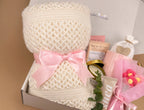 Cozy Spa Gift Set for Women - Knitted Blanket, Candle & Tea Gift Box