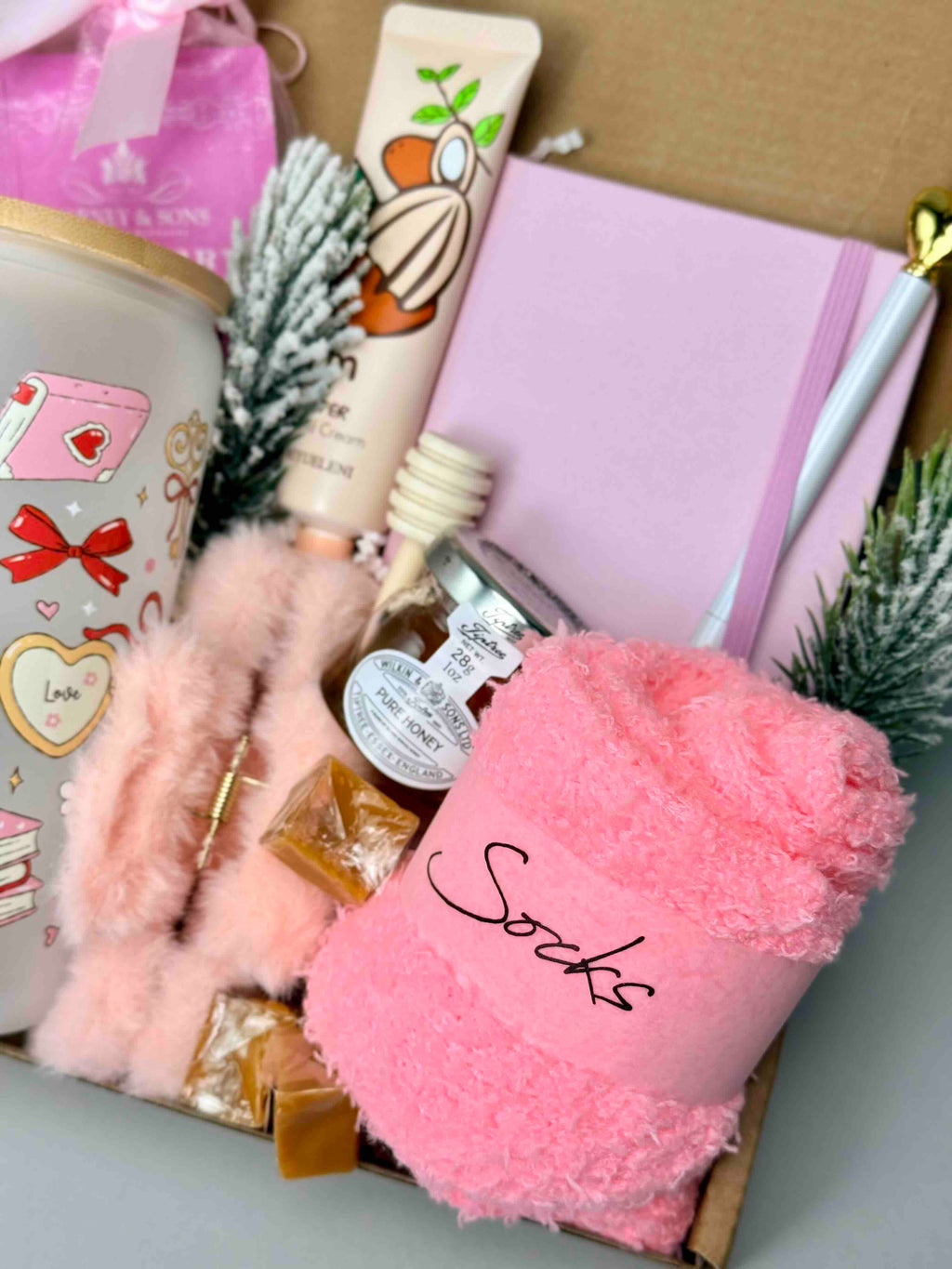 Cozy Moments Gift Box – Handmade Pink Self-Care Set with Tumblers & Tea, Perfect for Relaxation 79002