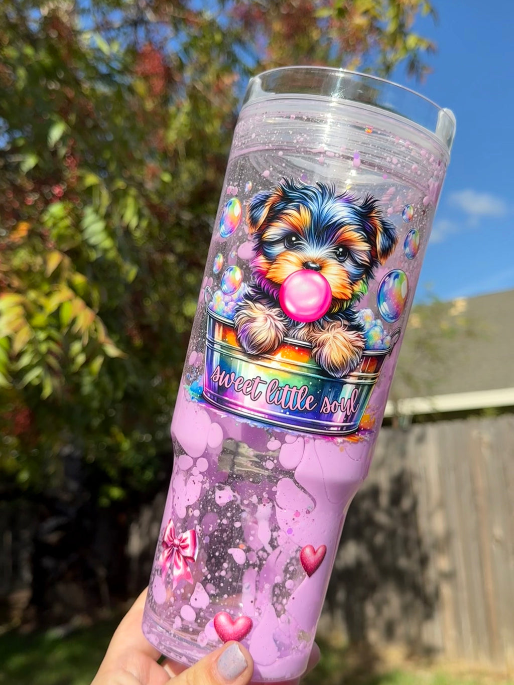 Dog Mama Drip Tumbler with Handle 40oz street