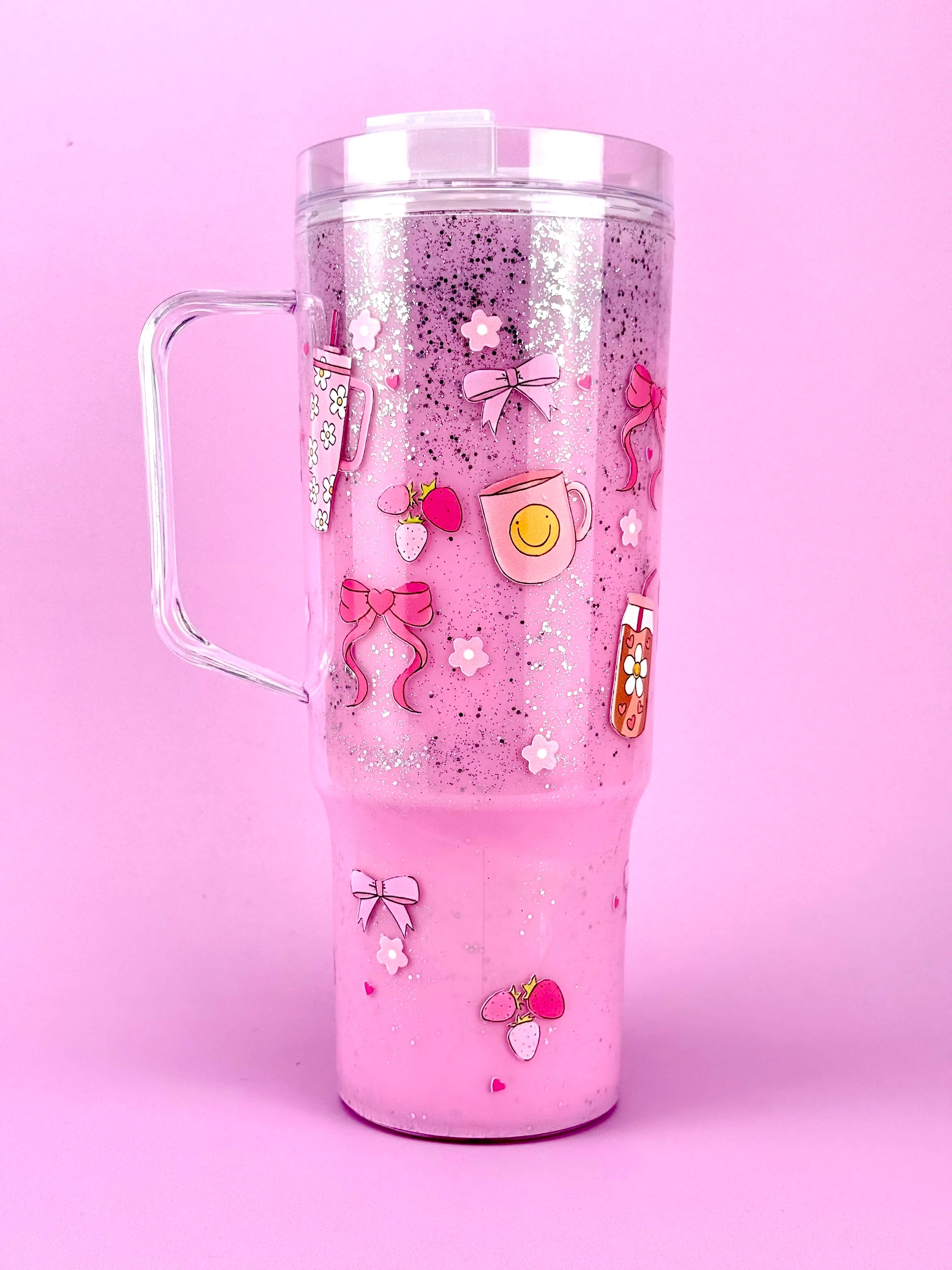 Flower Bow Gift Snow Globe Cup 40oz