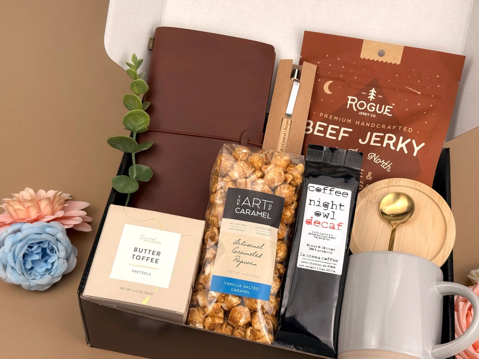 Gift Baskets for Men – Premium Coffee & Leather Journal Set