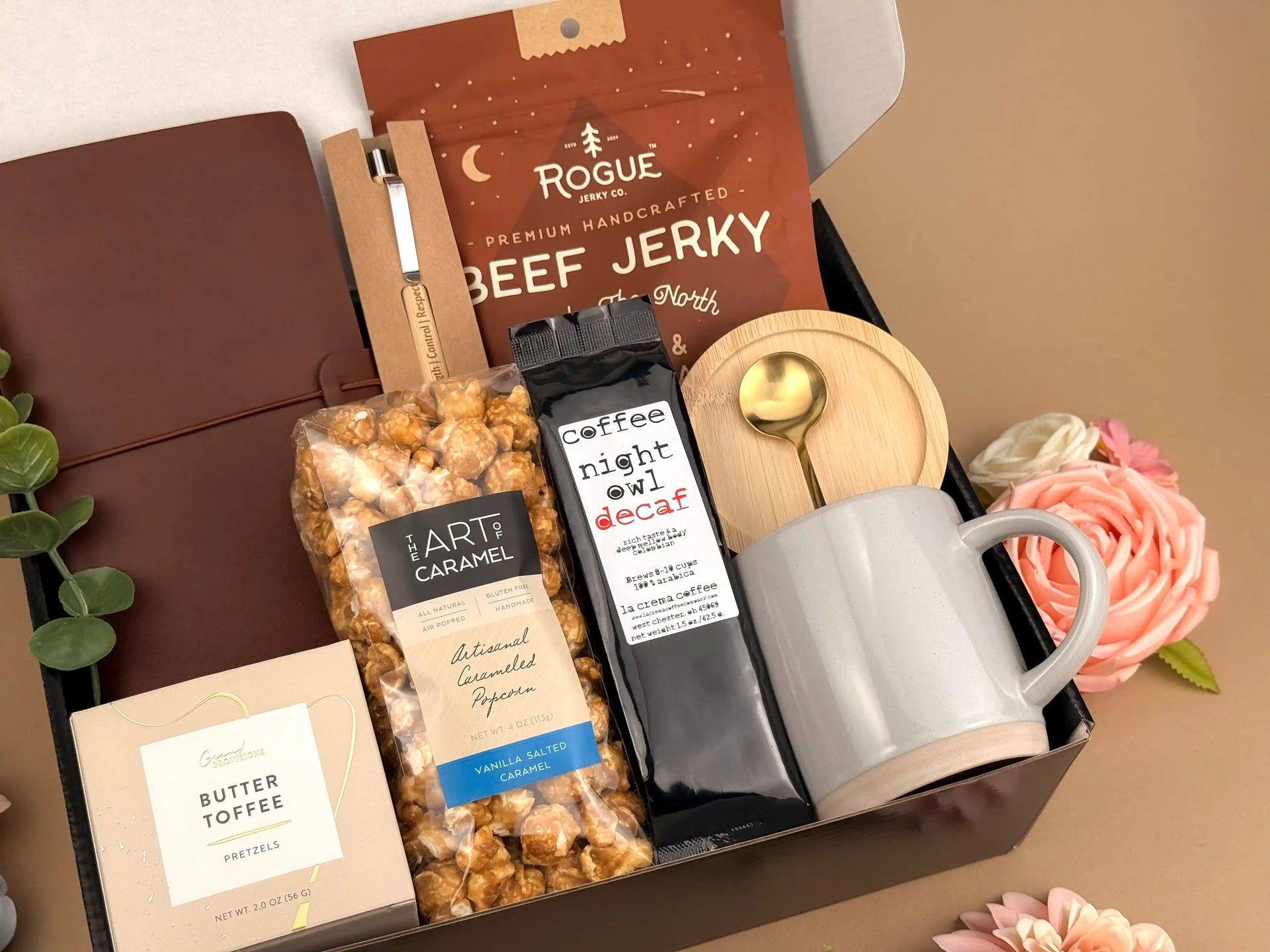 Gift Baskets for Men – Premium Coffee & Leather Journal Set