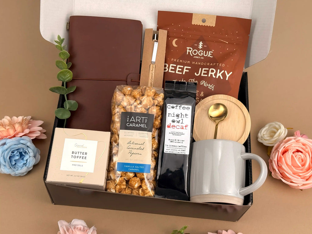 Gift Baskets for Men – Premium Coffee & Leather Journal Set