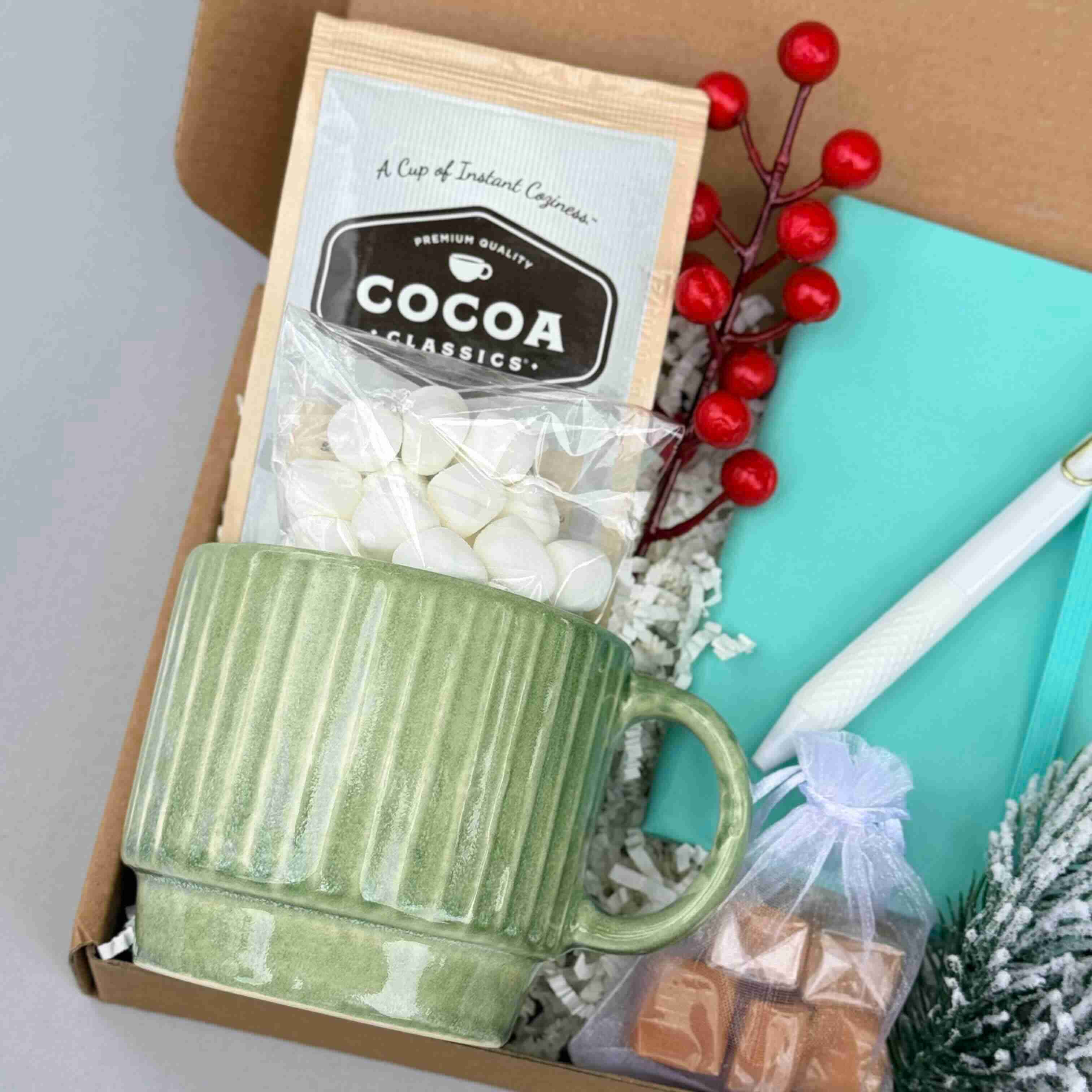 Gift Box for Best Friends, Teens & Coworkers – Mug, Notebook, Cocoa, Marshmallows & Caramels 7789