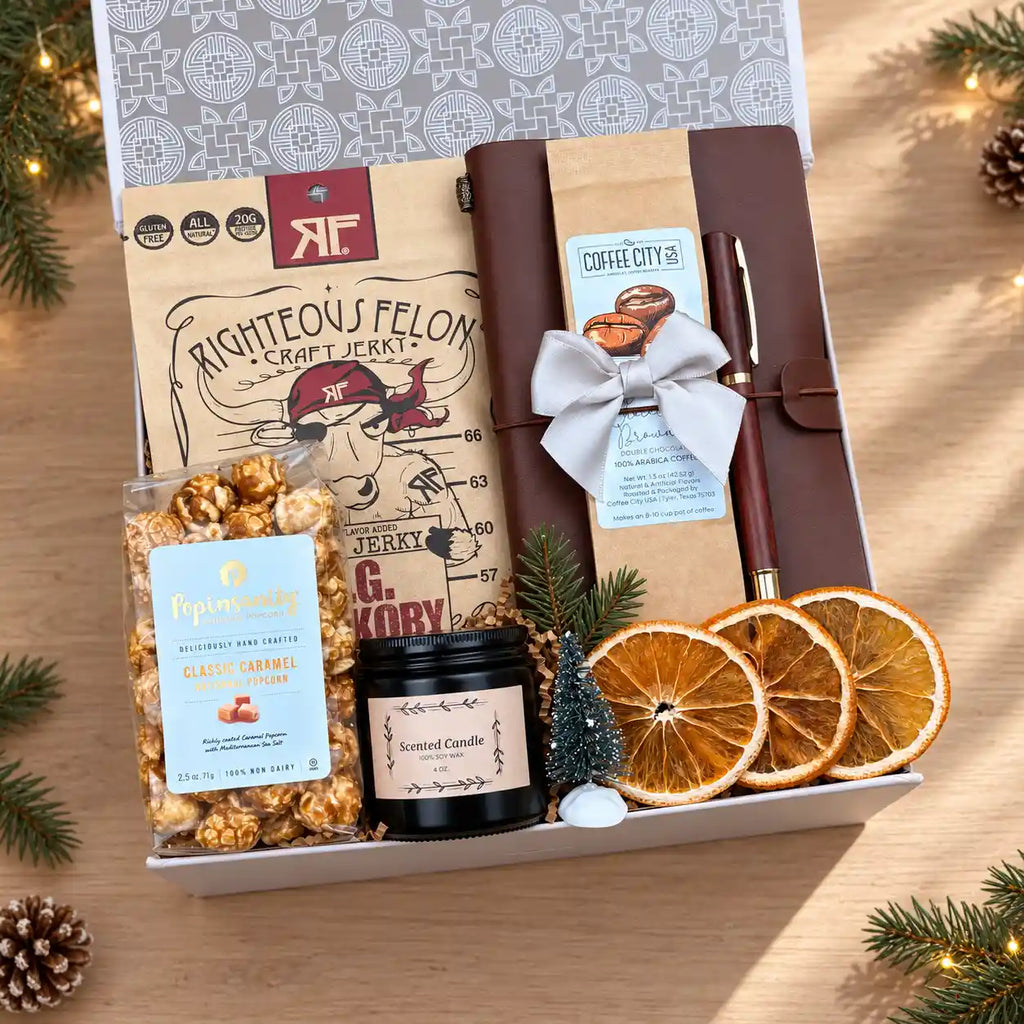 Premium Gifts for Him with Leather Journal & Gourmet Coffee Set