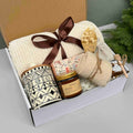 Golden Cozy Moments Gift Box – Blanket, Honey, Candle & Sweet Comfort