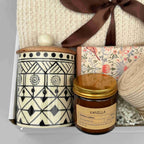 Golden Cozy Moments Gift Box – Blanket, Honey, Candle & Sweet Comfort 7720