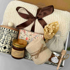 Golden Cozy Moments Gift Box – Blanket, Honey, Candle & Sweet Comfort 7723
