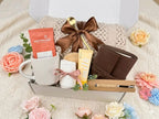 Graduation Gift Box for Him or Her – Luxury Congratulations Gift Basket with Knitted Throw Blanket, Leather Journal, Ceramic Mug, and Gourmet Cocoa Set