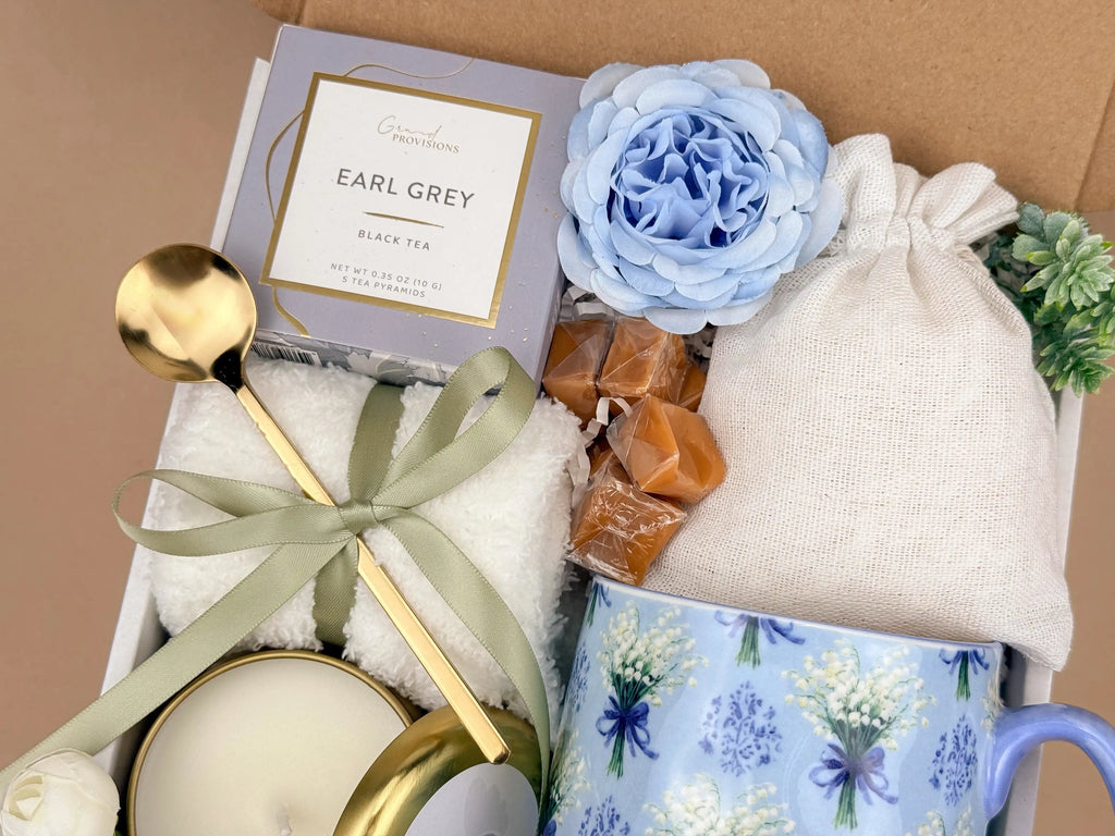 Gratitude & Comfort Gift Box for Her – Mug, Socks, Tea, Candle & Caramel Treats  Image 4