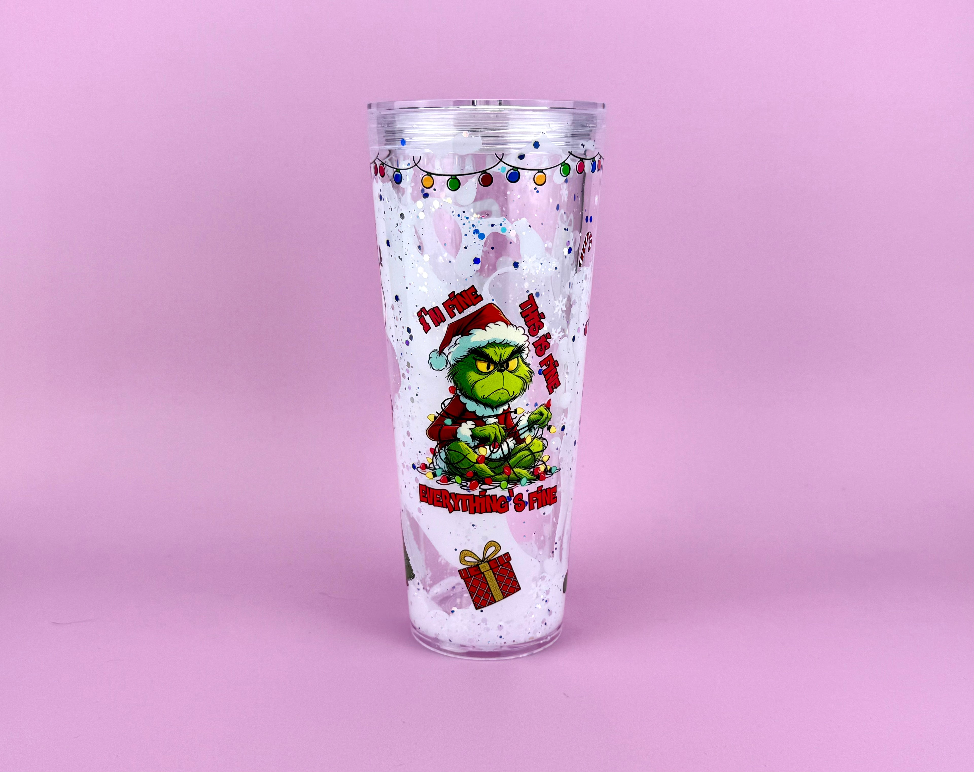 Grinch Lava Drip Snow Globe Cup 24oz