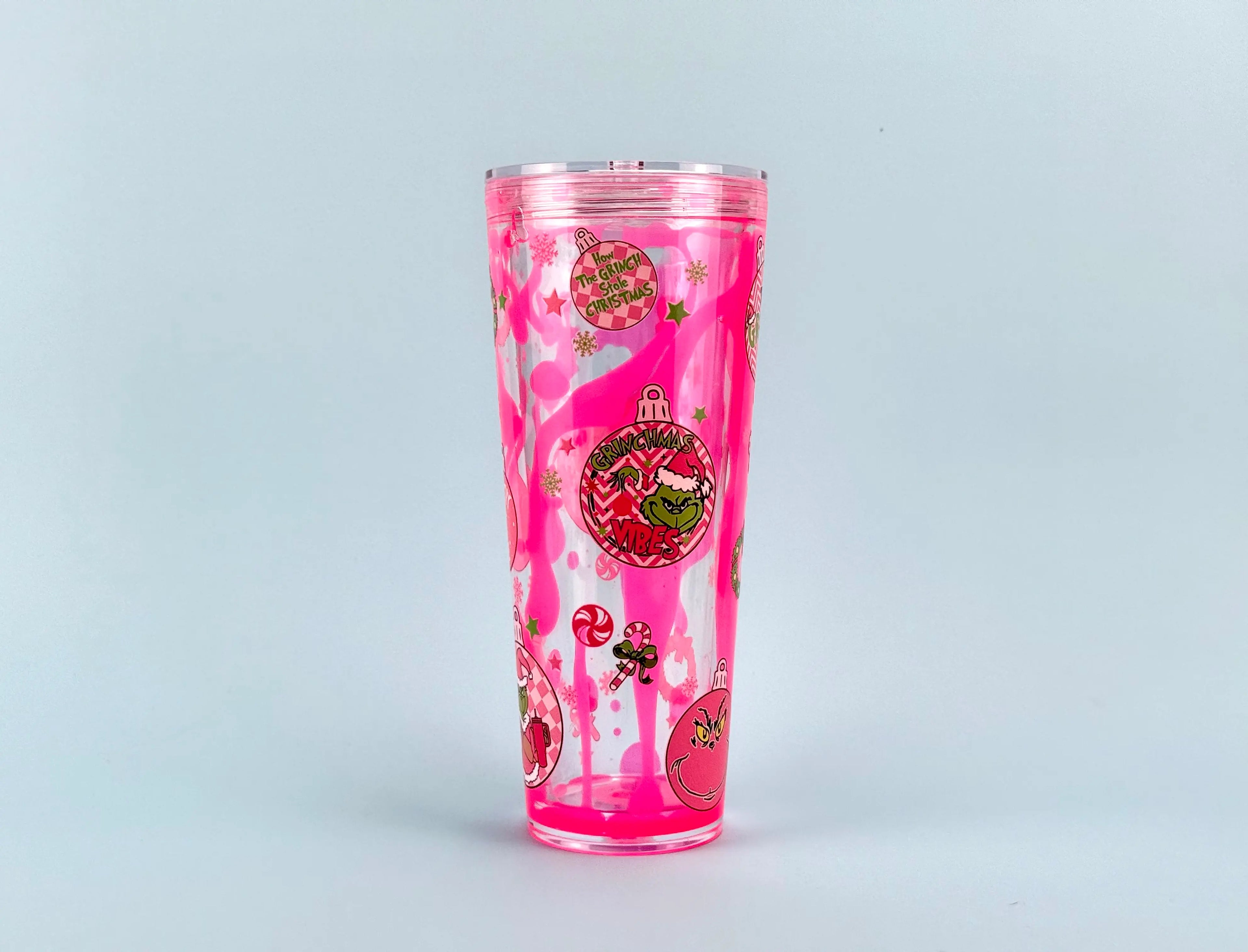 Grinch Stole Lava Drip Snow Globe Cup 24oz - Side