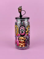 Dog Mama Sparkle Acrylic Cup 16oz with Floating Crystals 
