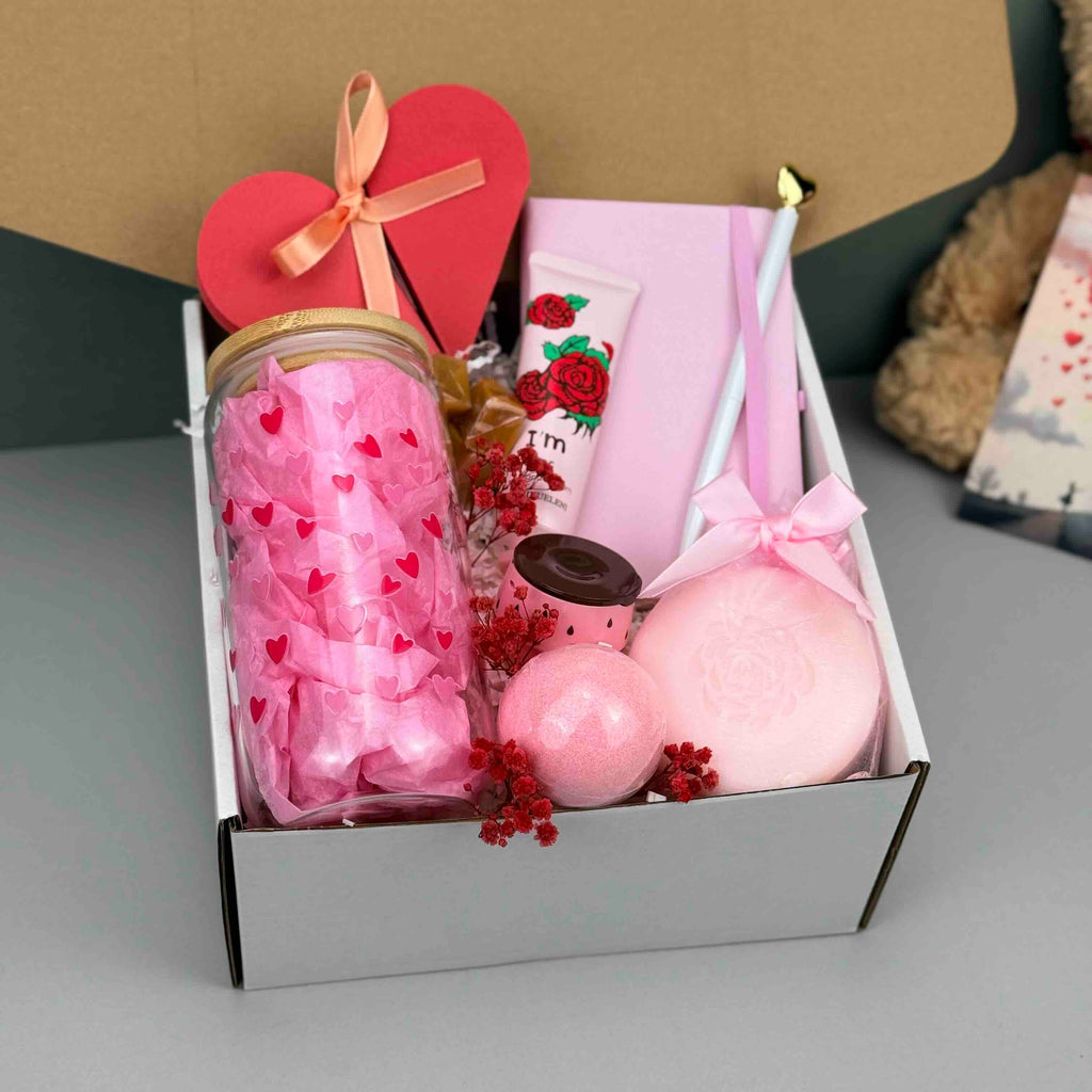 Valentine’s Day Self-Care Gift Box for Her, Romantic Cozy Handmade Present, Thoughtful Birthday or Thank You Gift