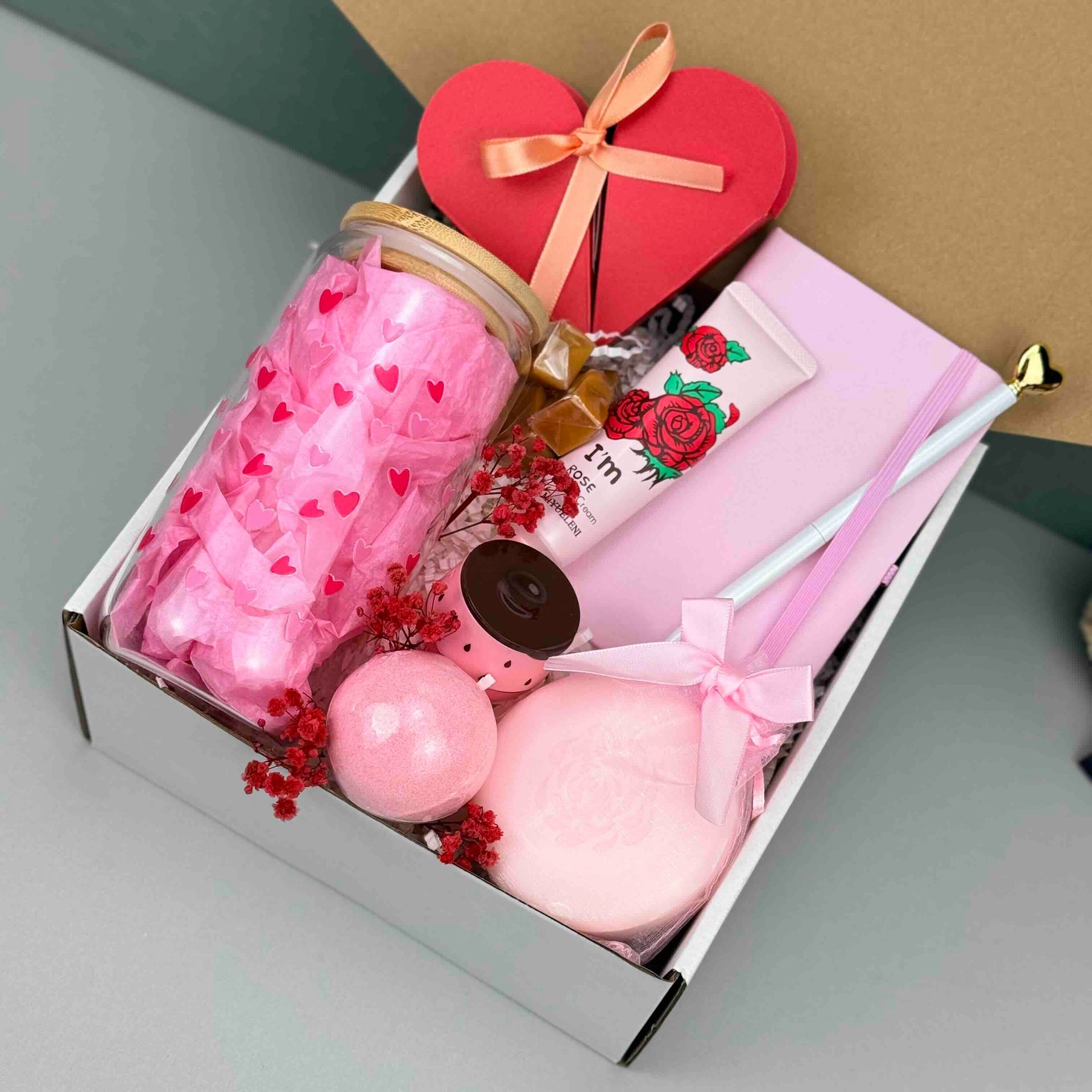 Valentine’s Day Self-Care Gift Box for Her, Romantic Cozy Handmade Present, Thoughtful Birthday or Thank You Gift