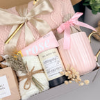 Cozy Elegant Gift Box for Her, Self Care Gift with Blanket, Mug, Fuzzy Socks & Treats, Handmade Relaxation Gift for Women Right