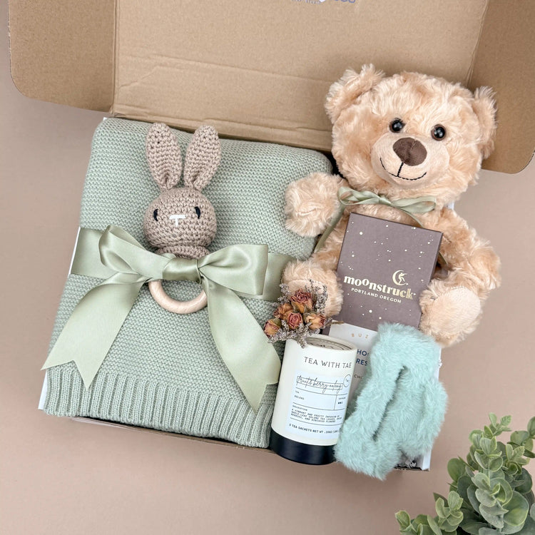Cozy New Mom & Baby Gift Box | Blush Bunny Newborn Set Image 2