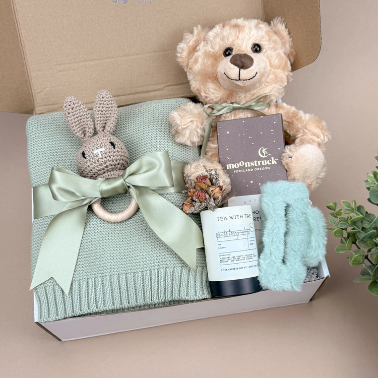 Cozy New Mom & Baby Gift Box | Blush Bunny Newborn Set