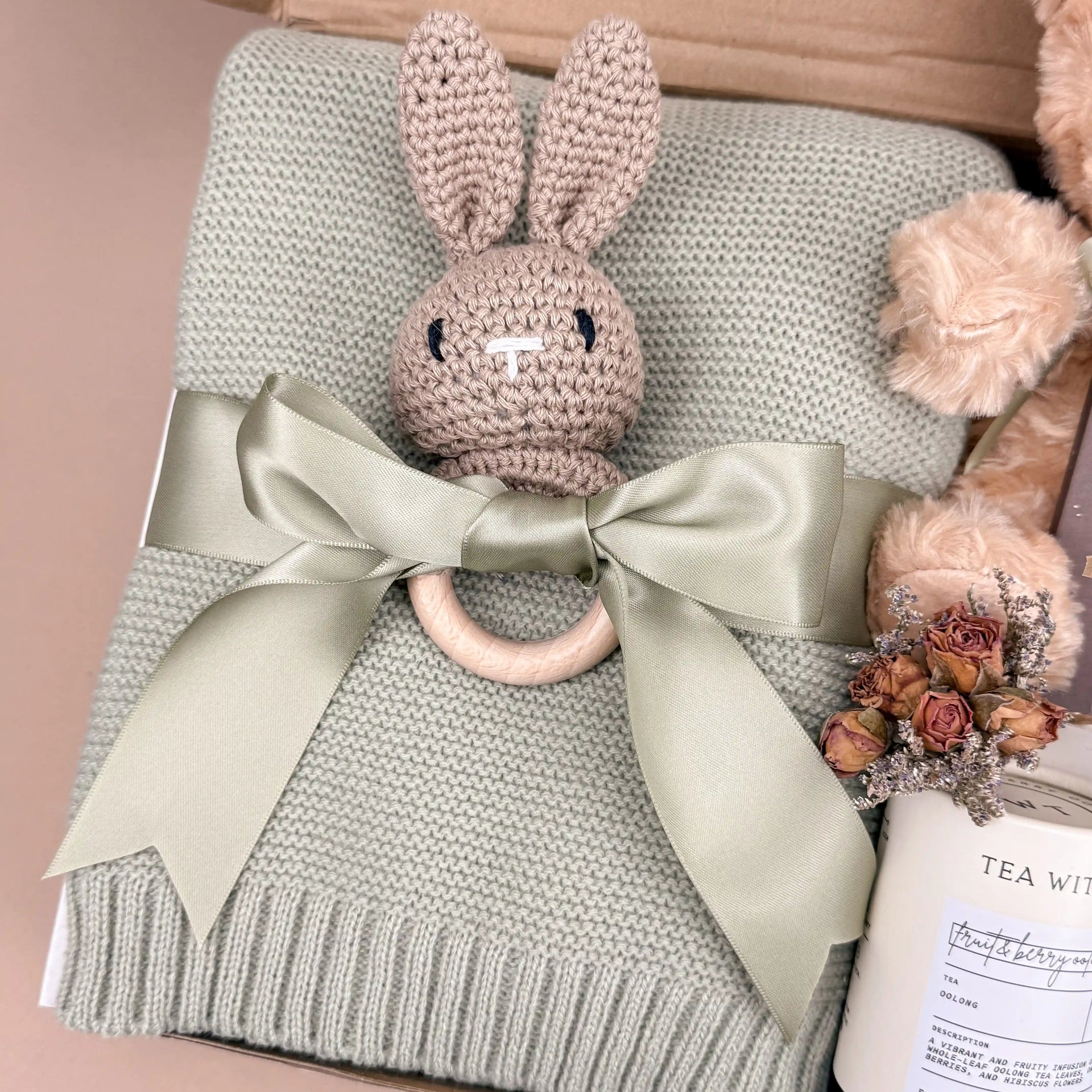Cozy New Mom & Baby Gift Box | Blush Bunny Newborn Set Image 3