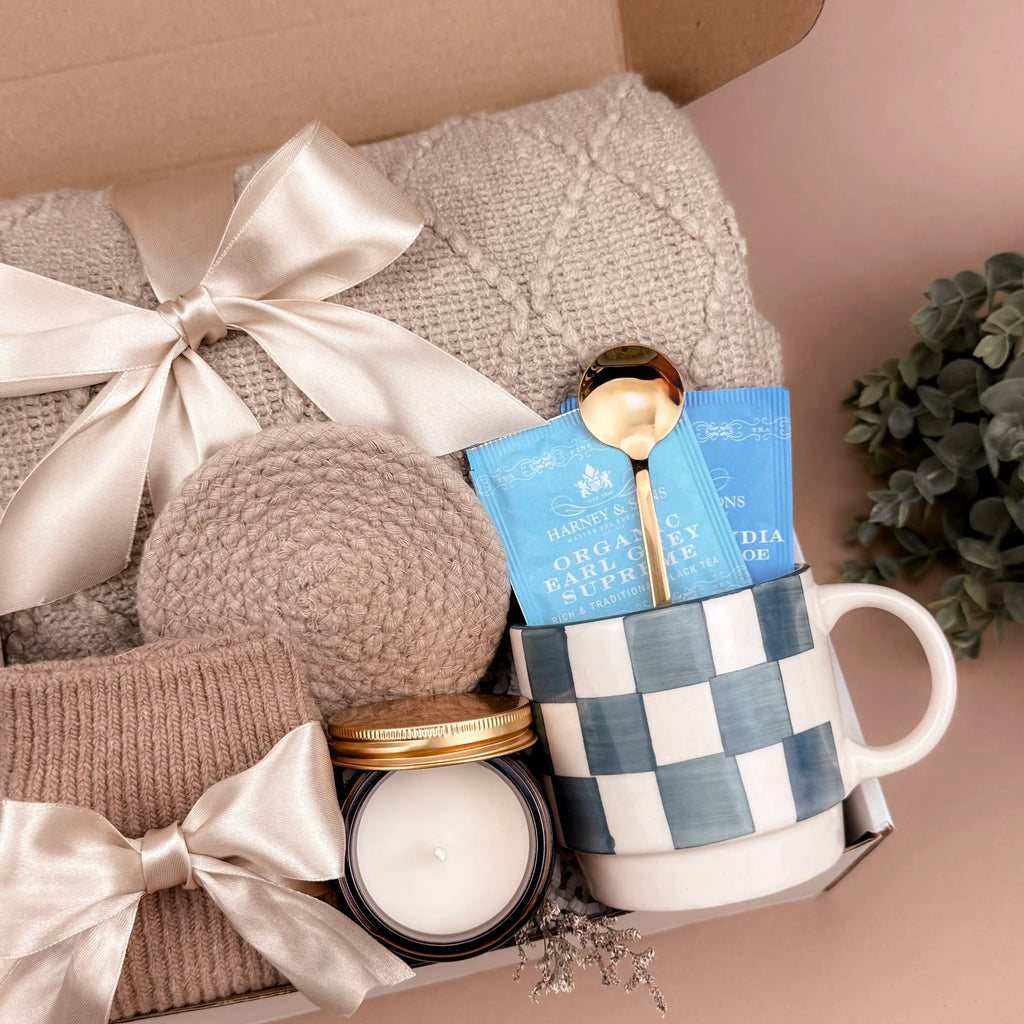 Cozy Night In Self-Care Gift Box | Luxury Throw Blanket, Ceramic Mug & Tea Set, Premium Socks, Scented Candle & Chocolate | Ultimate Relaxation Gift for Everyone Image 4