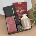 Campfire Comfort Gift Box for Men – Beef Jerky, Leather Notebook, Candle & Cozy Treats