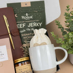 Rustic Campfire Gift Box for Men – Beef Jerky, Brown Leather Journal, Candle & Salted Cocoa Image 5