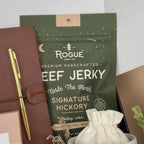 Rustic Campfire Gift Box for Men – Beef Jerky, Brown Leather Journal, Candle & Salted Cocoa Image 4