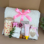 Luxury Self-Care Gift Box for Women | Soft Blanket, Mug, Rose Cream, Candle, Hot Cocoa & Caramel Treats Image 2
