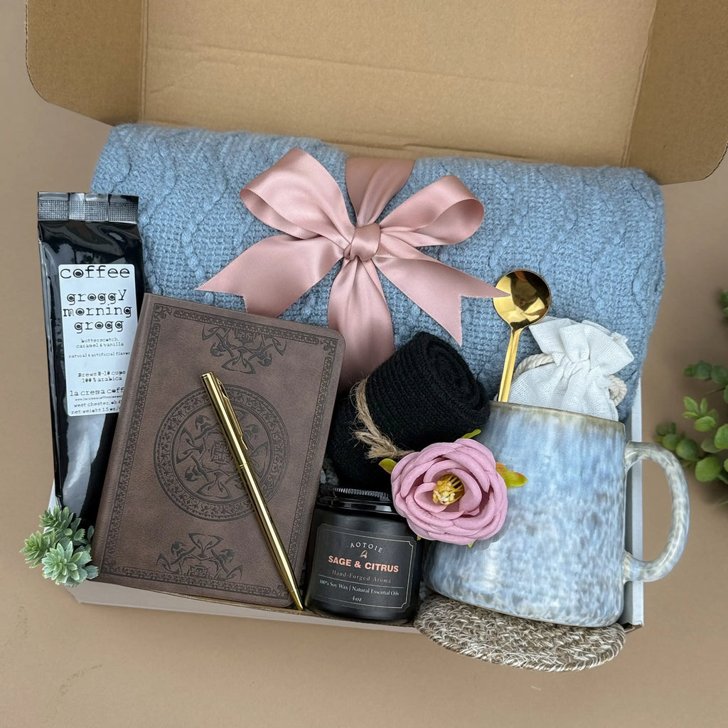 Premium Men’s Gift Box – Handmade Blue Cozy Coffee & Relaxation Set for Him, Perfect Self-Care Image 2