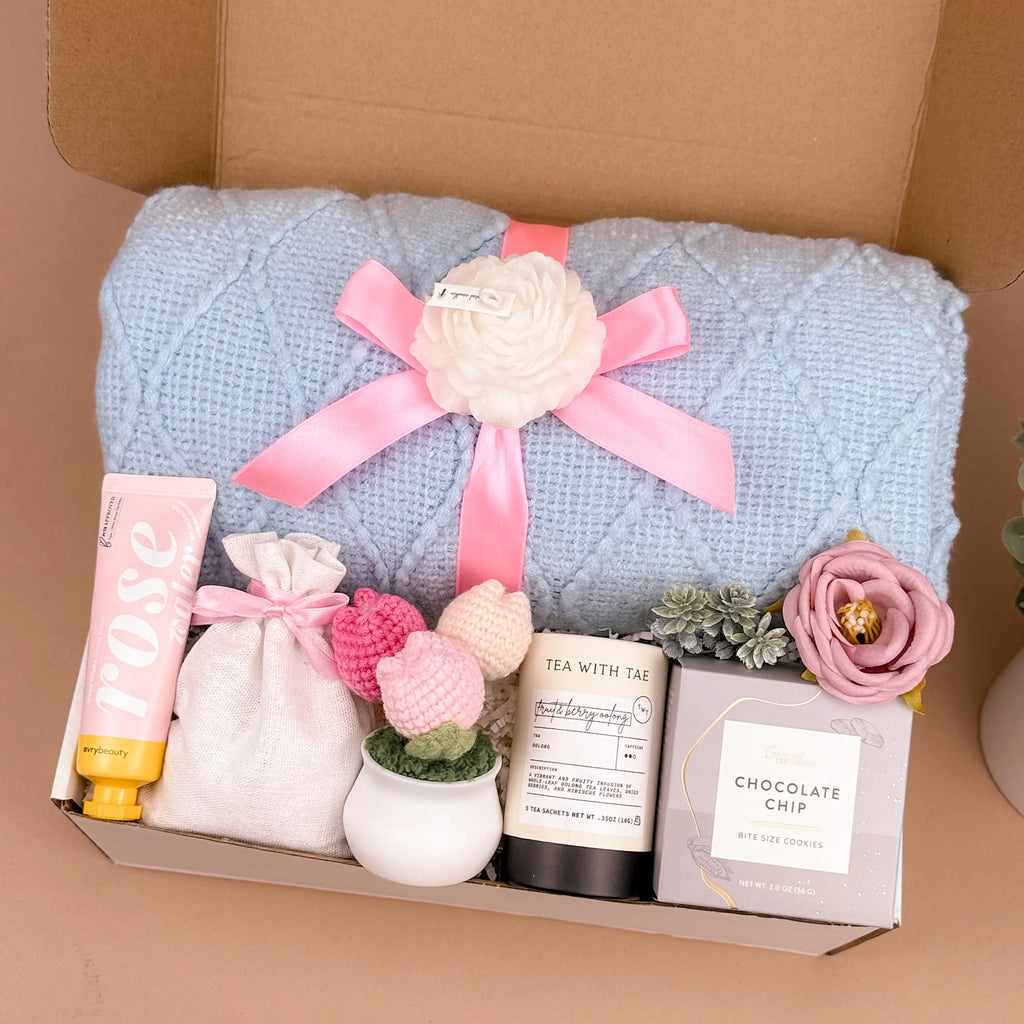Birthday Self-Care Gift Box for Her | Cozy Blanket, Scented Candle, Hand Cream & Gourmet Snacks | Relaxation Spa Set Image 2