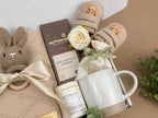 New Mom Comfort Gift Set | Baby Blanket, Bunny Rattle, Mug & Chocolate Treats Image 5